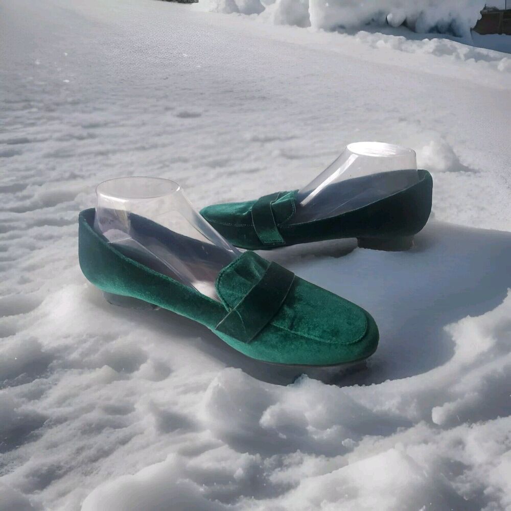 ASOS Green Velvet Loafers